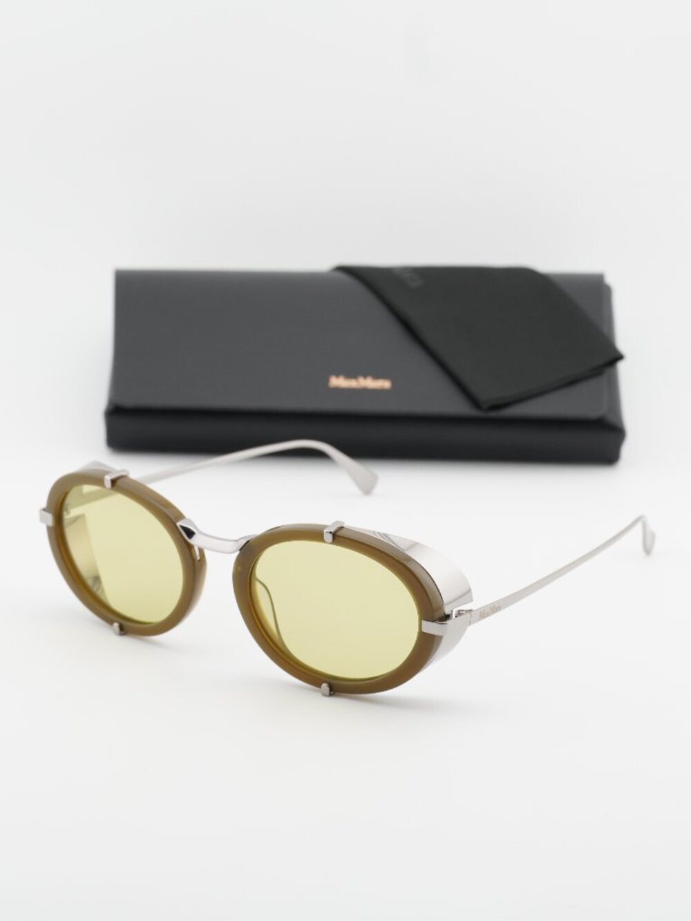 Max Mara SELMA MM0103 96N Oval Sunglasses - Shiny Dark Green\Green